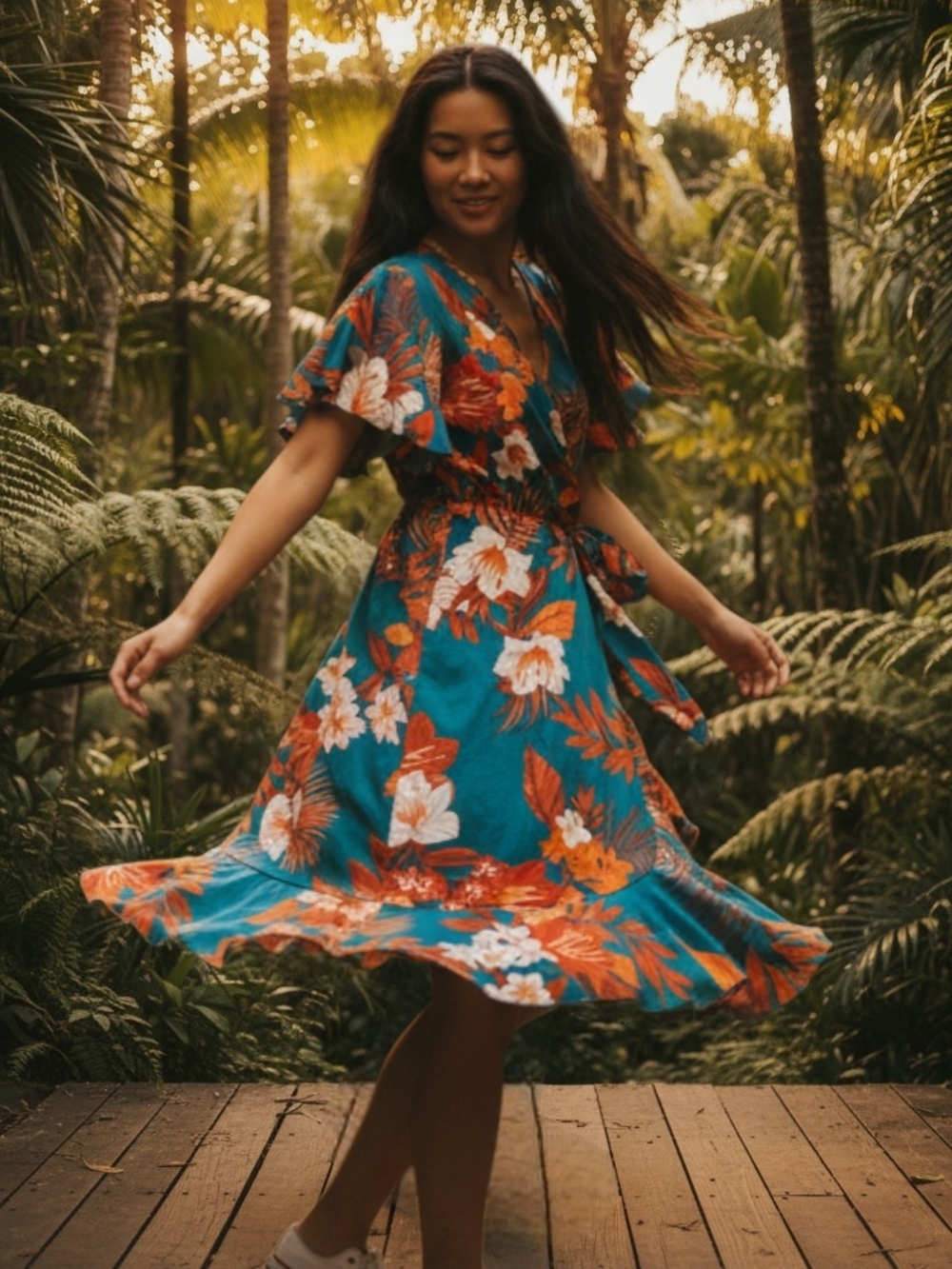 🌺NWOT Tropical Floral Wrap Dress | L/XL 🌺